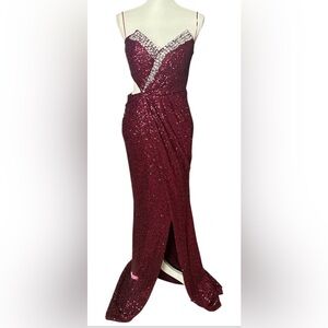 Prom Strapless Glamorous Sequin Burgundy dress